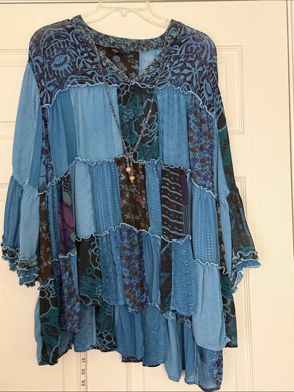 Young Threads Blue Patchwork Peasant Tunic - Picture 2 of 9